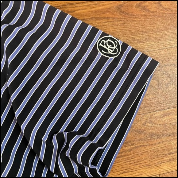 Footjoy Blue and Black striped Golf Polo Mens Large, lightly worn - Picture 3 of 4